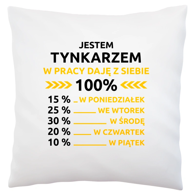 tynkarz w pracy daje z siebie 100%  - Poduszka Biała