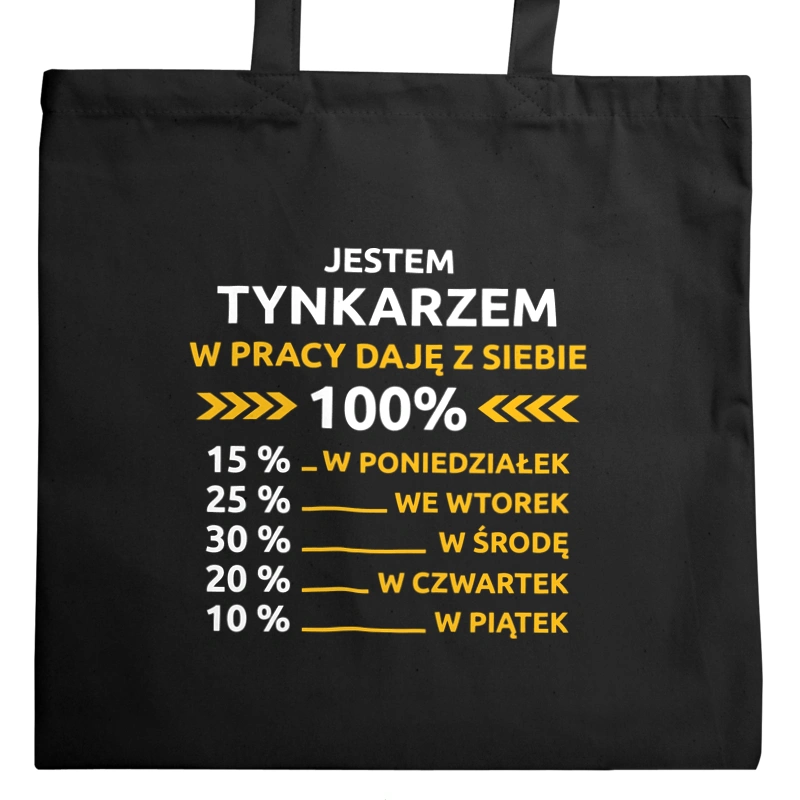 tynkarz w pracy daje z siebie 100%  - Torba Na Zakupy Czarna