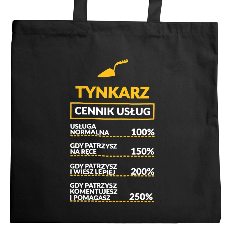 Tynkarz - Cennik Usług - Torba Na Zakupy Czarna