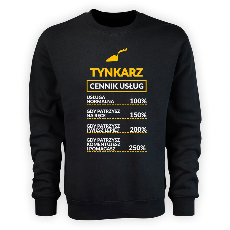 Tynkarz - Cennik Usług - Męska Bluza Czarna