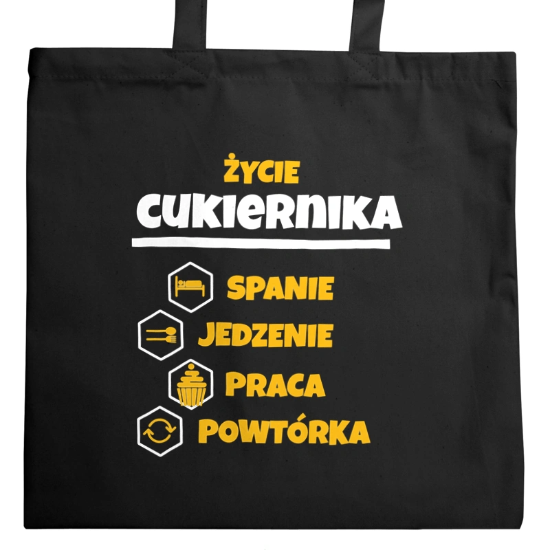 Cukiernik - Spanie Jedzenie - Torba Na Zakupy Czarna