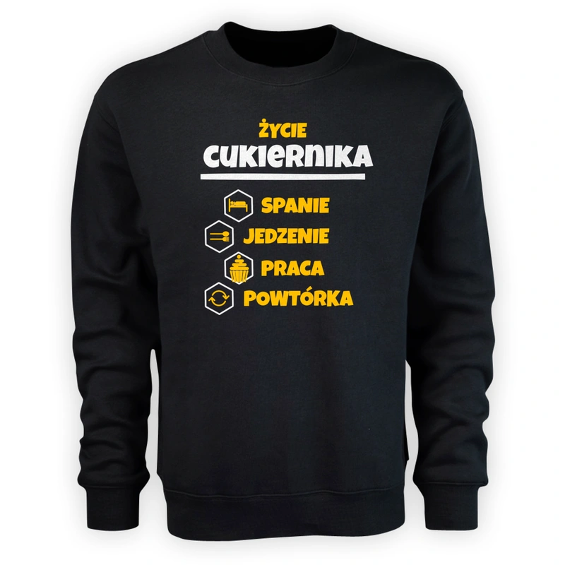 Cukiernik - Spanie Jedzenie - Męska Bluza Czarna