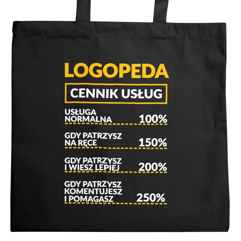 Logopeda - Cennik Usług - Torba Na Zakupy Czarna