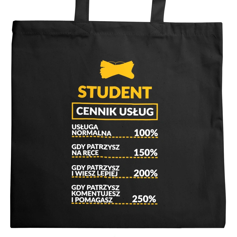 Student - Cennik Usług - Torba Na Zakupy Czarna