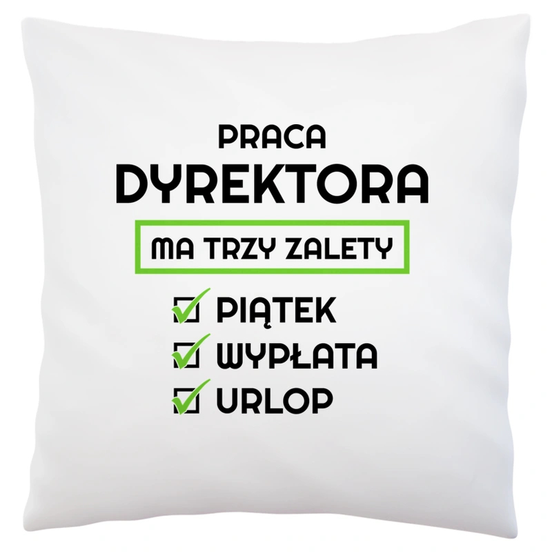 Praca Dyrektora Ma Swoje Trzy Zalety - Poduszka Biała