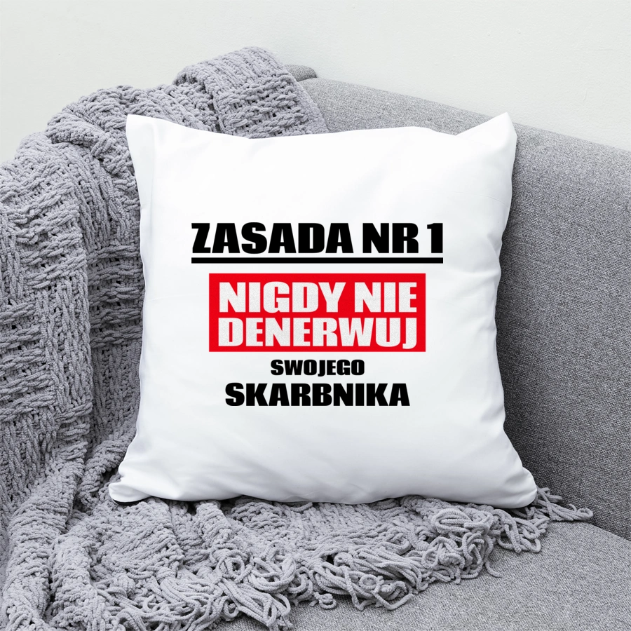 Zasada Nr 1 - Nigdy Nie Denerwuj Swojego Skarbnika - Poduszka Biała