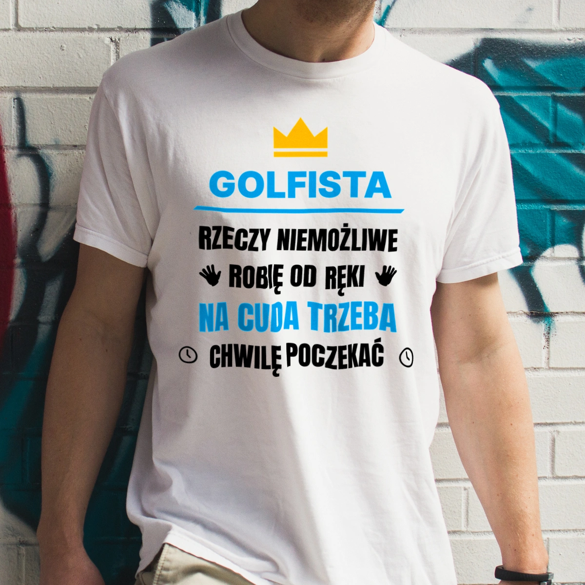 Golfista Rzeczy Niemożliwe Robię Od Ręki - Męska Koszulka Biała