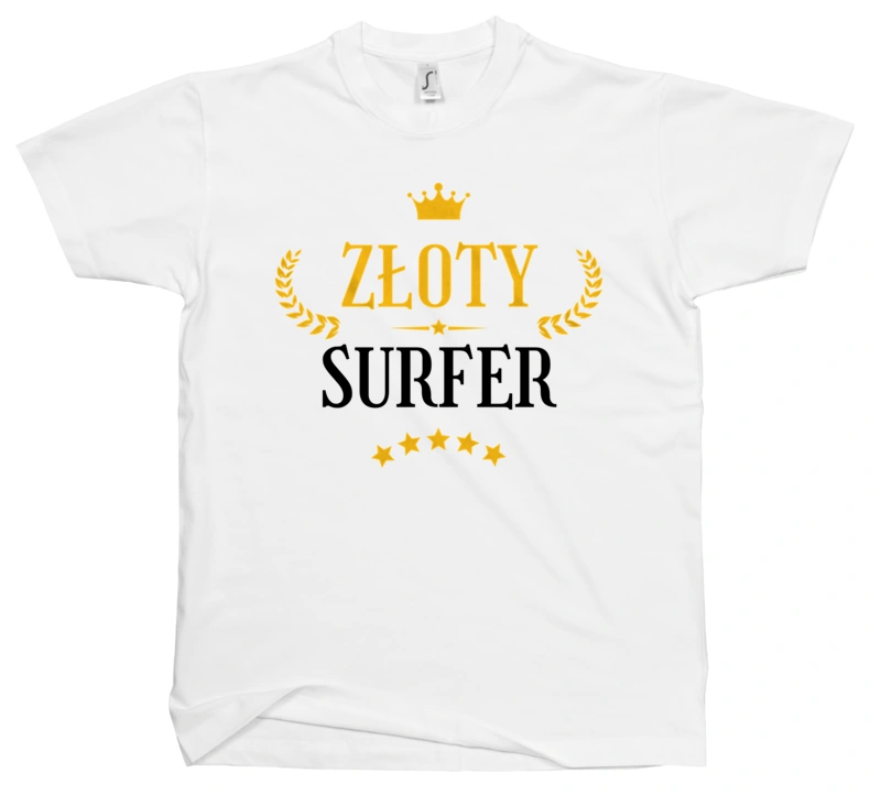 Złoty Surfer - Męska Koszulka Biała