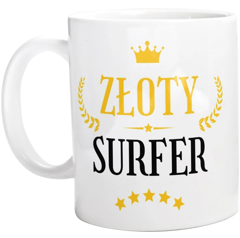 Złoty Surfer - Kubek Biały