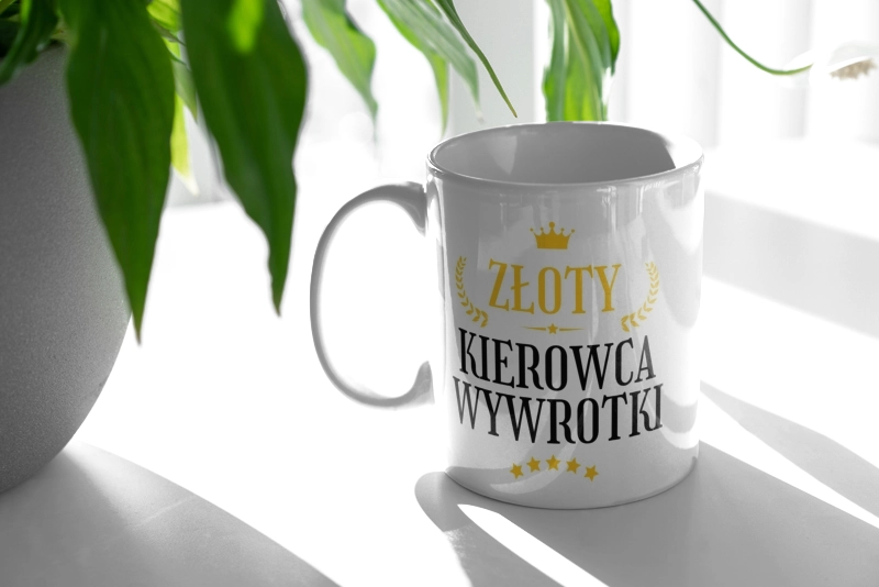 Złoty Kierowca Wywrotki - Kubek Biały