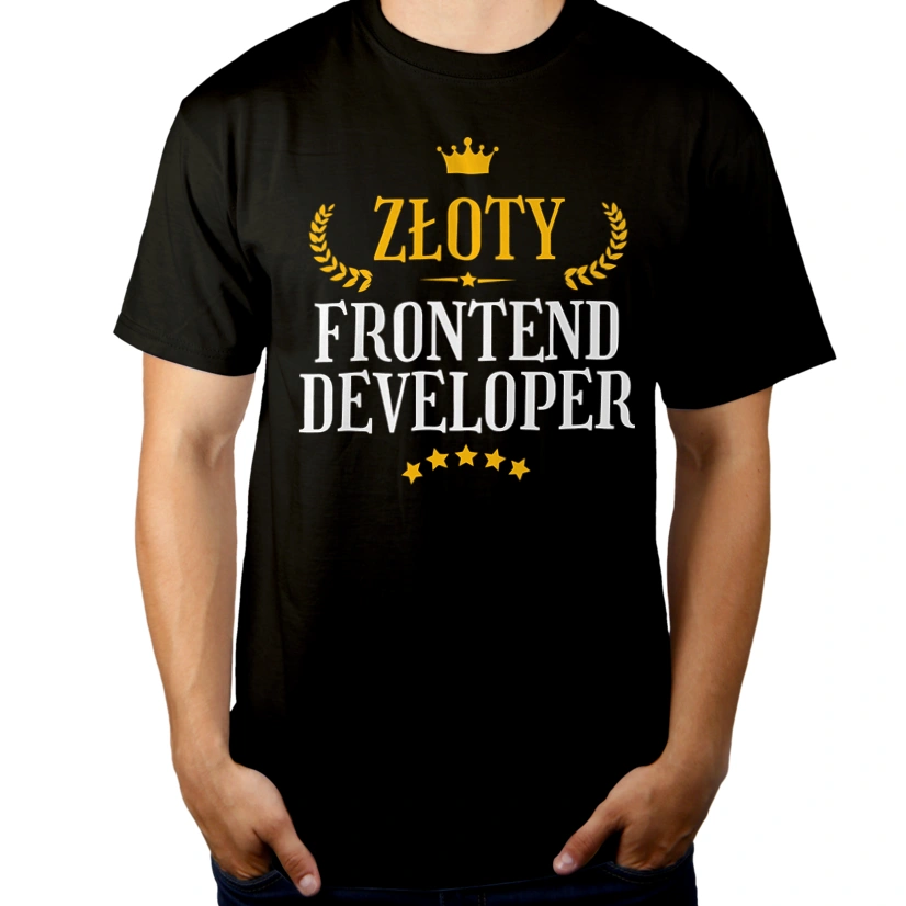 Złoty Frontend Developer - Męska Koszulka Czarna