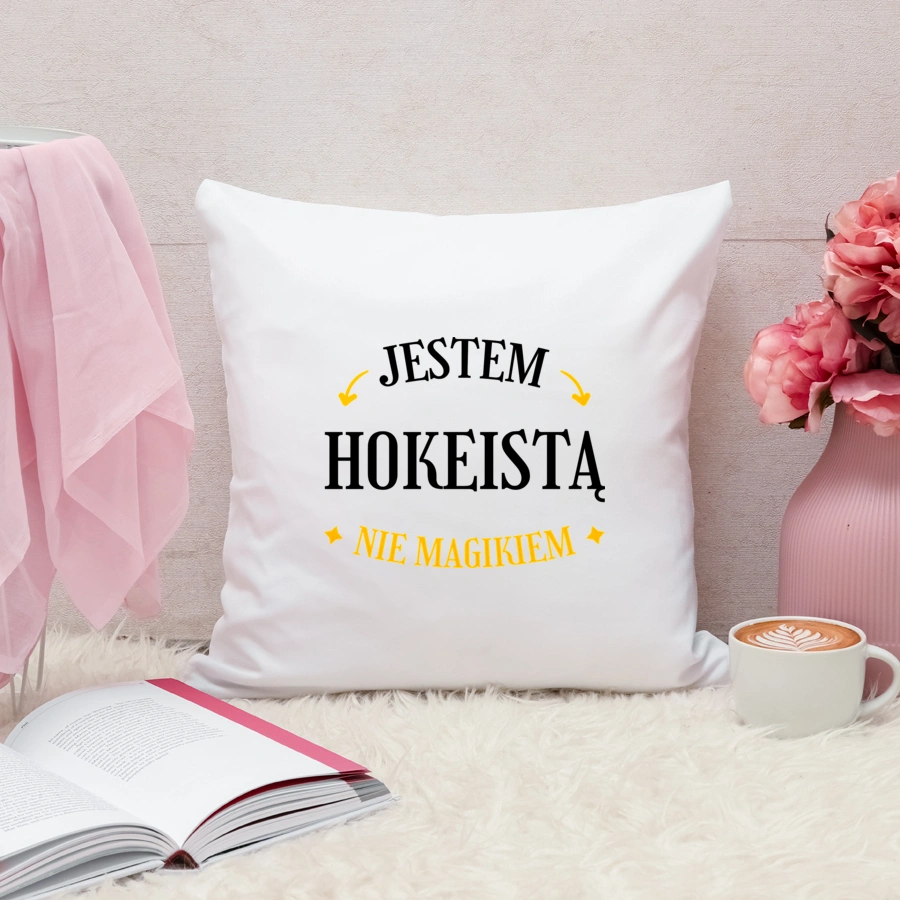 Jestem Hokeistą Nie Magikiem - Poduszka Biała