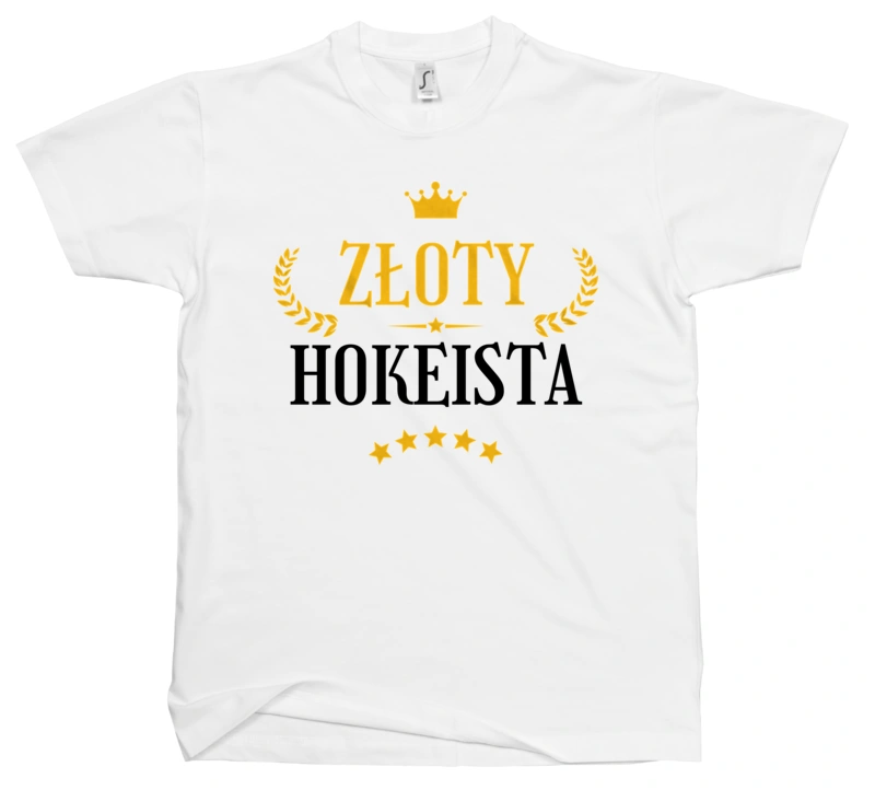 Złoty Hokeista - Męska Koszulka Biała