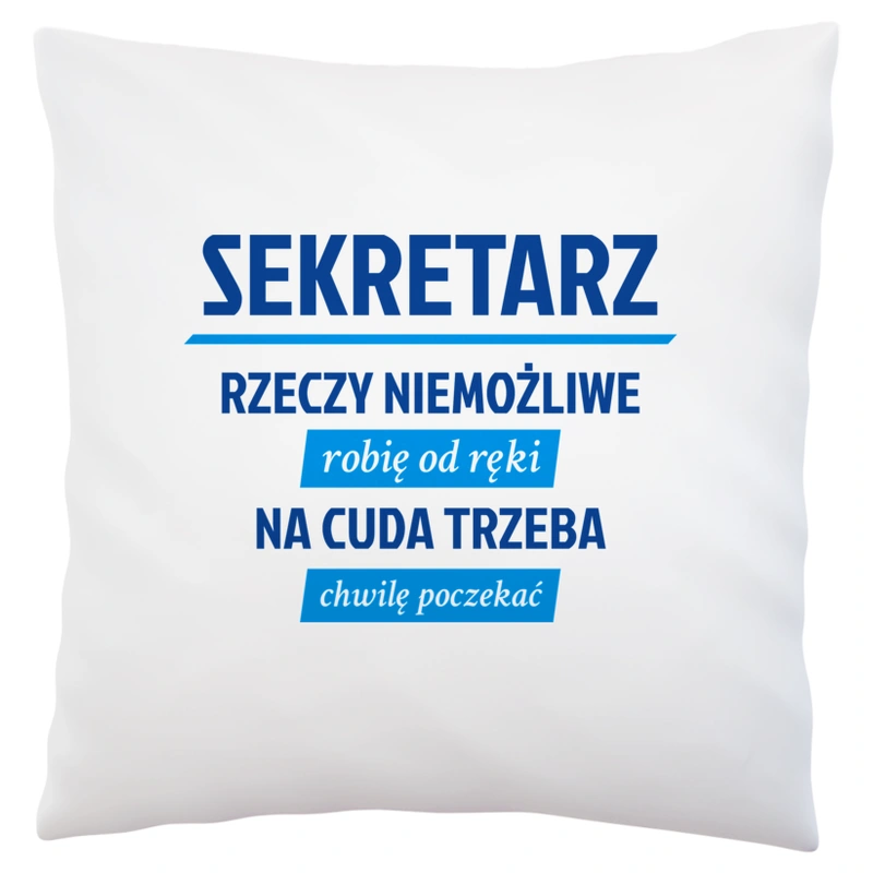 Sekretarz - Rzeczy Niemożliwe Robię Od Ręki - Na Cuda Trzeba Chwilę Poczekać - Poduszka Biała