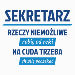 Sekretarz - Rzeczy Niemożliwe Robię Od Ręki - Na Cuda Trzeba Chwilę Poczekać - Poduszka Biała