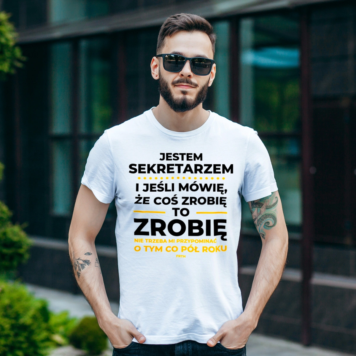 Jeśli Sekretarz Mówi Że Zrobi, To Zrobi - Męska Koszulka Biała