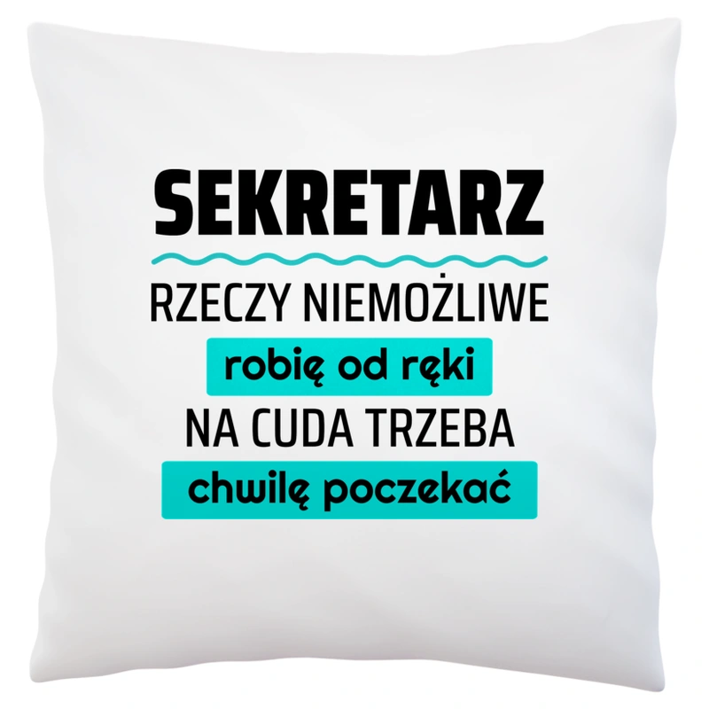 Sekretarz - Rzeczy Niemożliwe Robię Od Ręki - Na Cuda Trzeba Chwilę Poczekać - Poduszka Biała