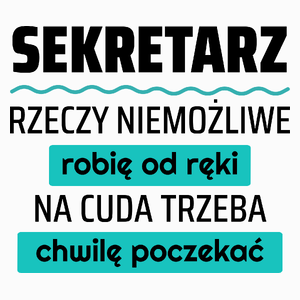 Sekretarz - Rzeczy Niemożliwe Robię Od Ręki - Na Cuda Trzeba Chwilę Poczekać - Poduszka Biała