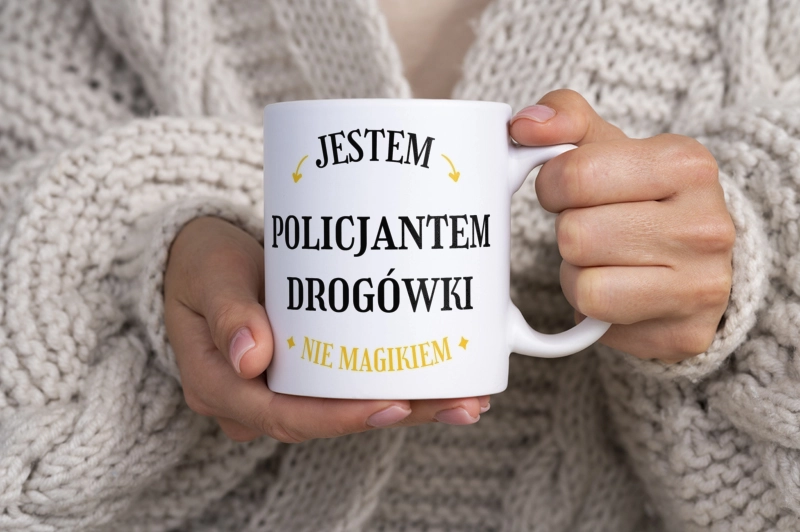 Jestem Policjantem Drogówki Nie Magikiem - Kubek Biały