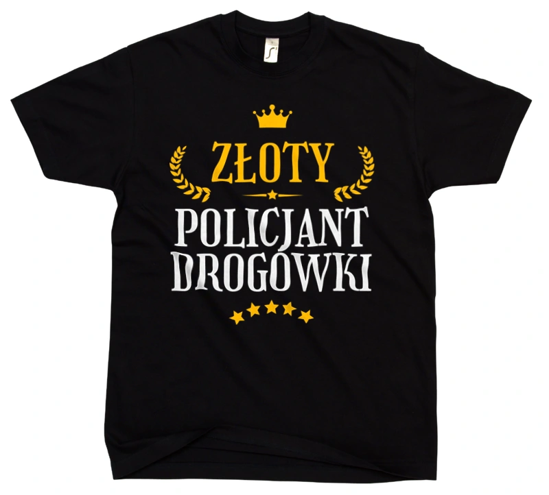 Złoty Policjant Drogówki - Męska Koszulka Czarna