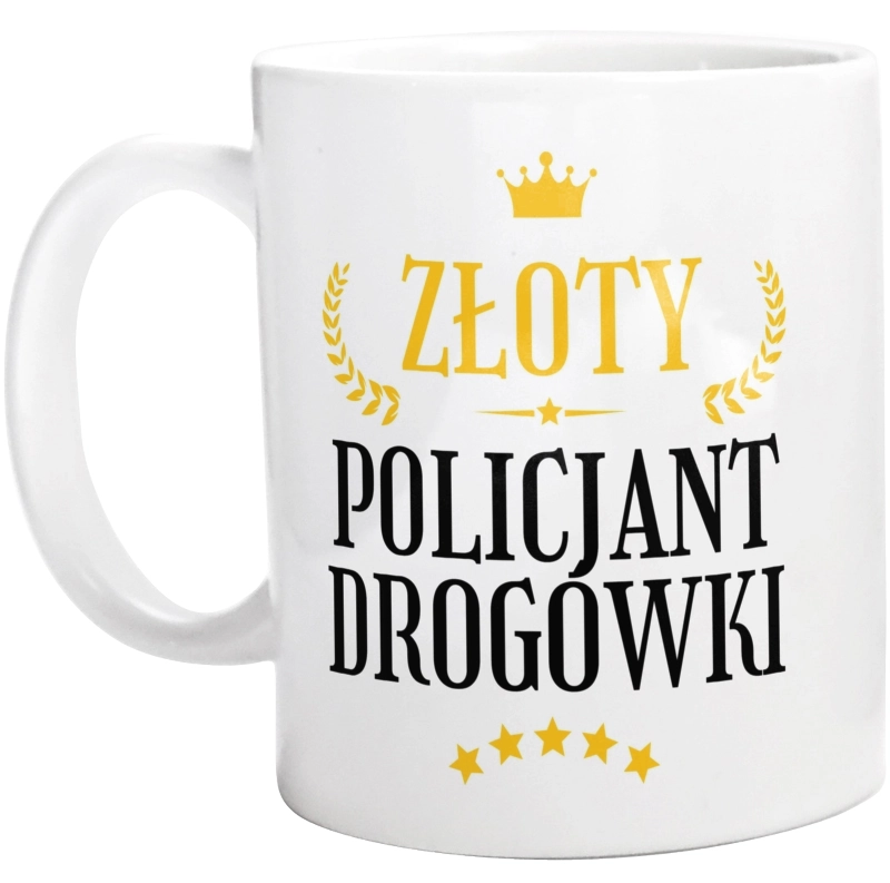 Złoty Policjant Drogówki - Kubek Biały