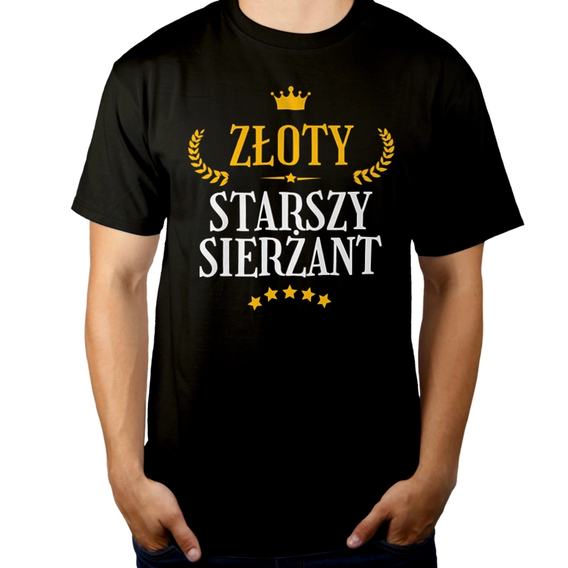 Złoty Starszy Sierżant - Męska Koszulka Czarna