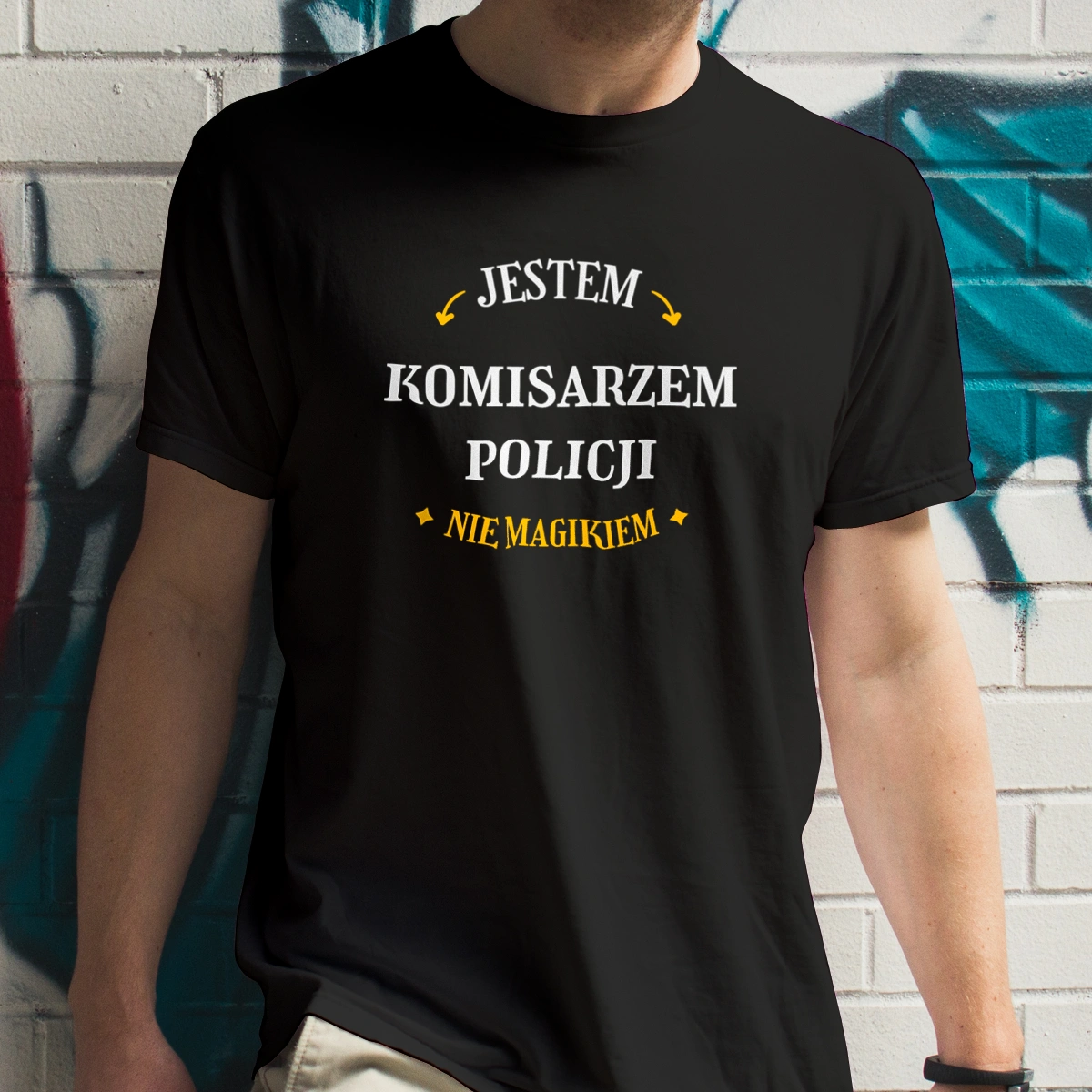 Jestem Komisarzem Policji Nie Magikiem - Męska Koszulka Czarna