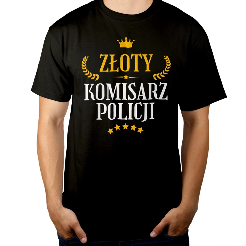 Złoty Komisarz Policji - Męska Koszulka Czarna