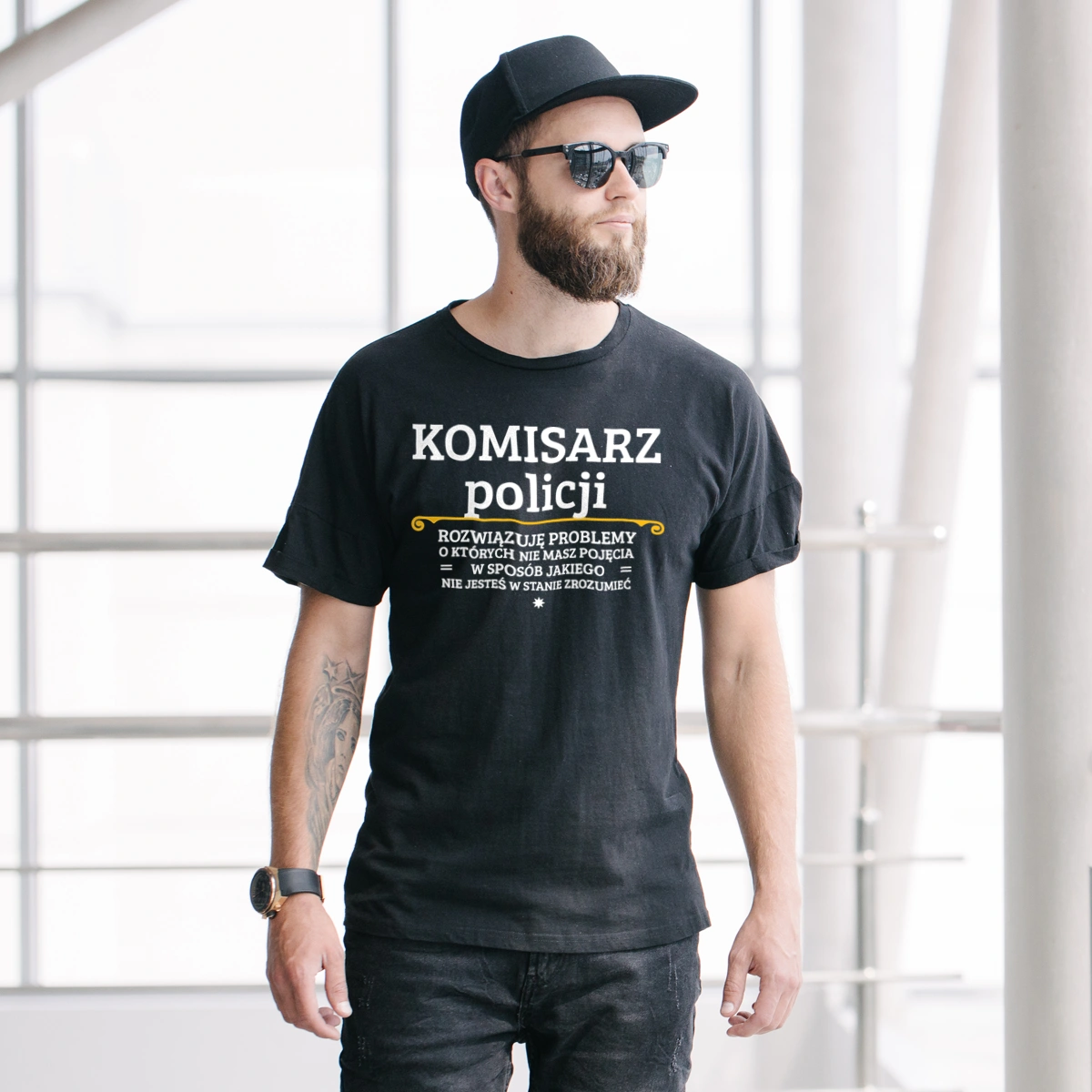 Komisarz Policji - Rozwiązuje Problemy O Których Nie Masz Pojęcia - Męska Koszulka Czarna