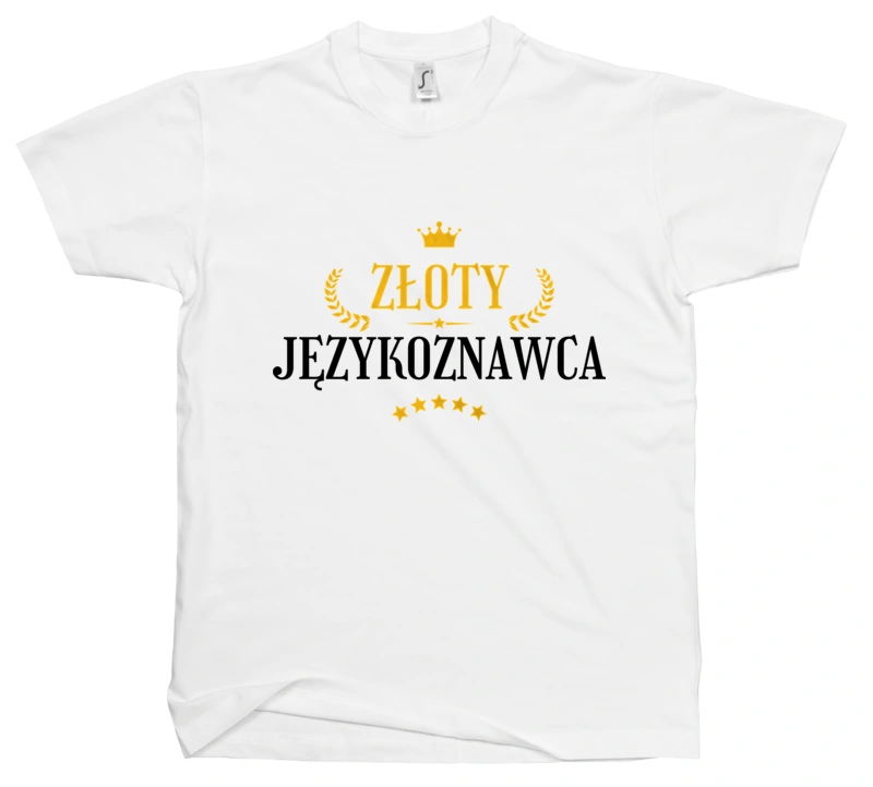 Złoty Językoznawca - Męska Koszulka Biała