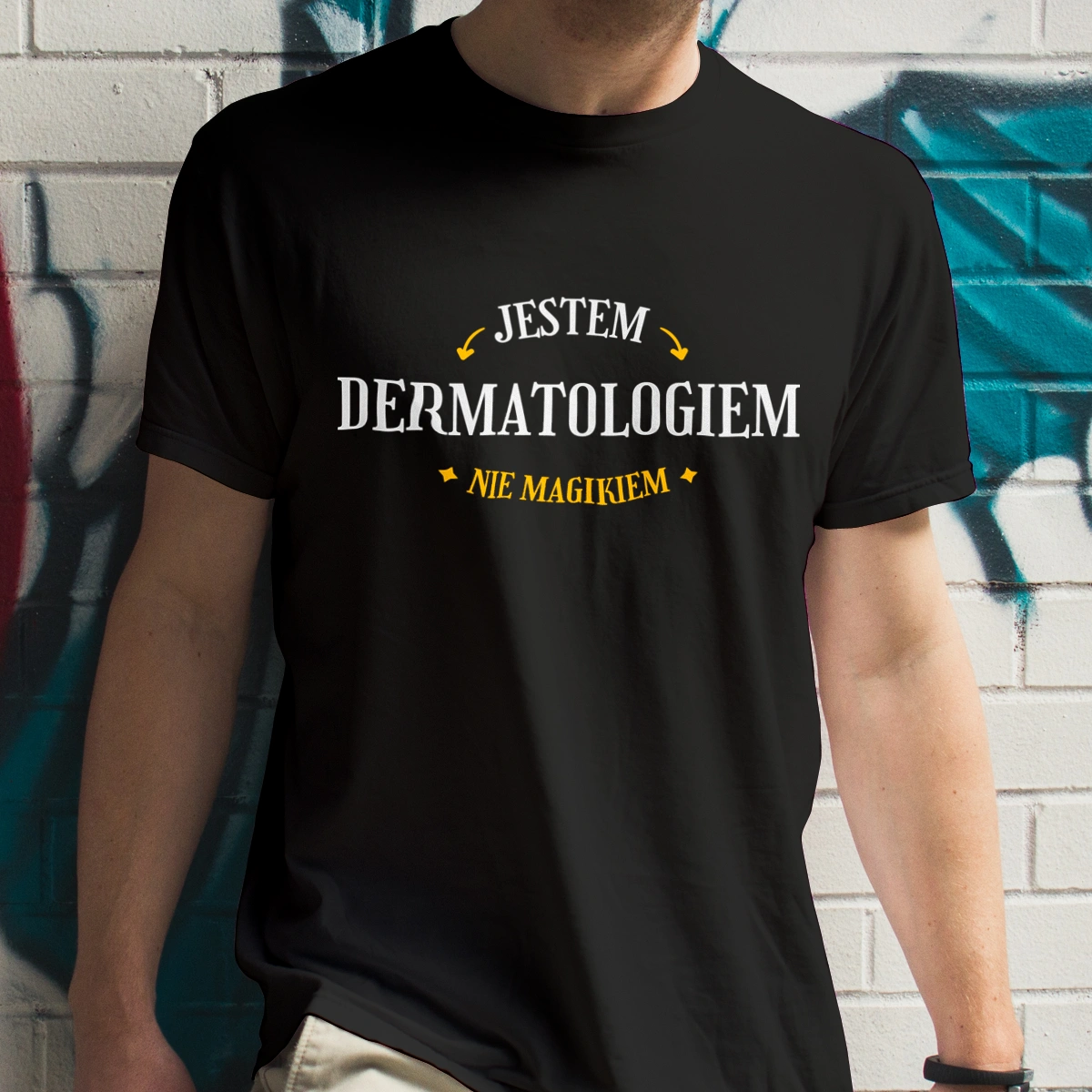 Jestem Dermatologiem Nie Magikiem - Męska Koszulka Czarna