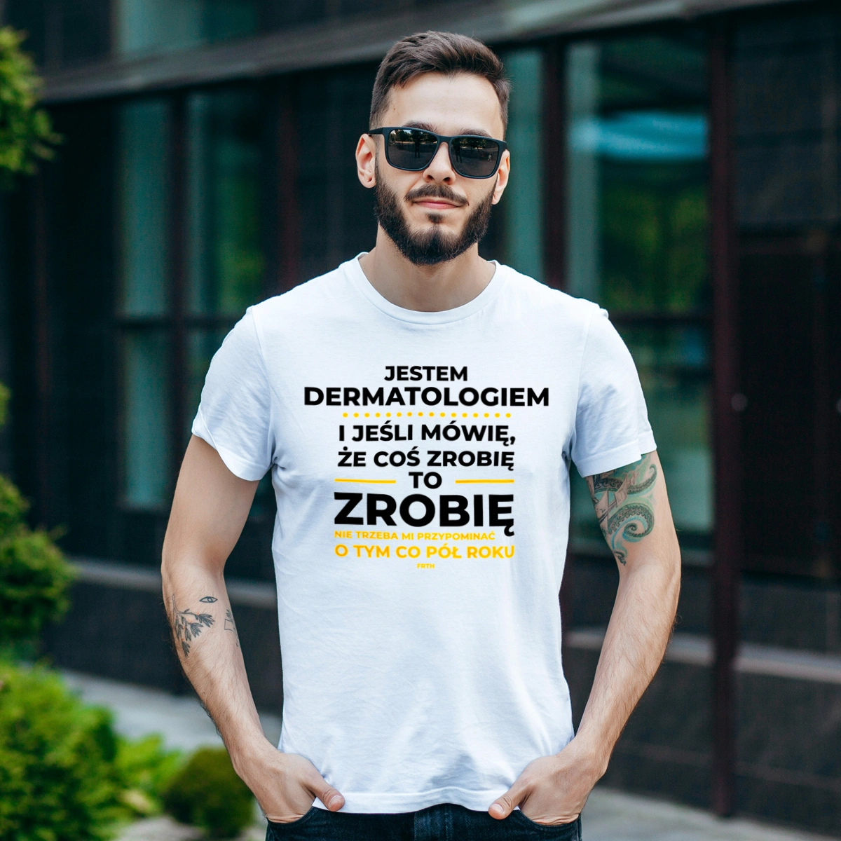 Jeśli Dermatolog Mówi Że Zrobi, To Zrobi - Męska Koszulka Biała