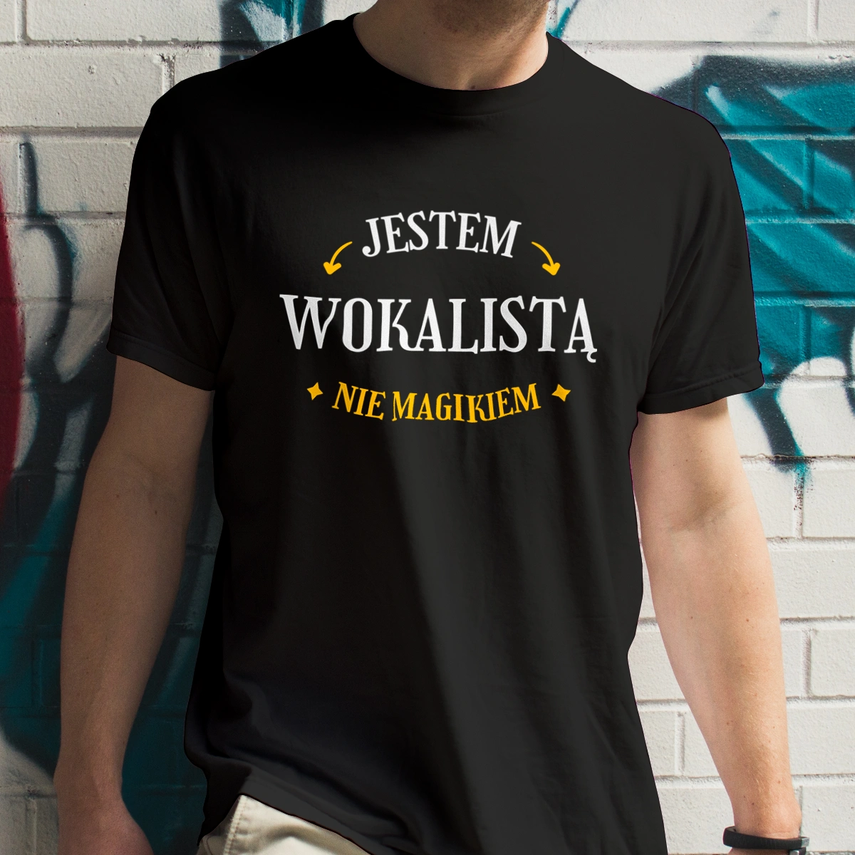 Jestem Wokalistą Nie Magikiem - Męska Koszulka Czarna