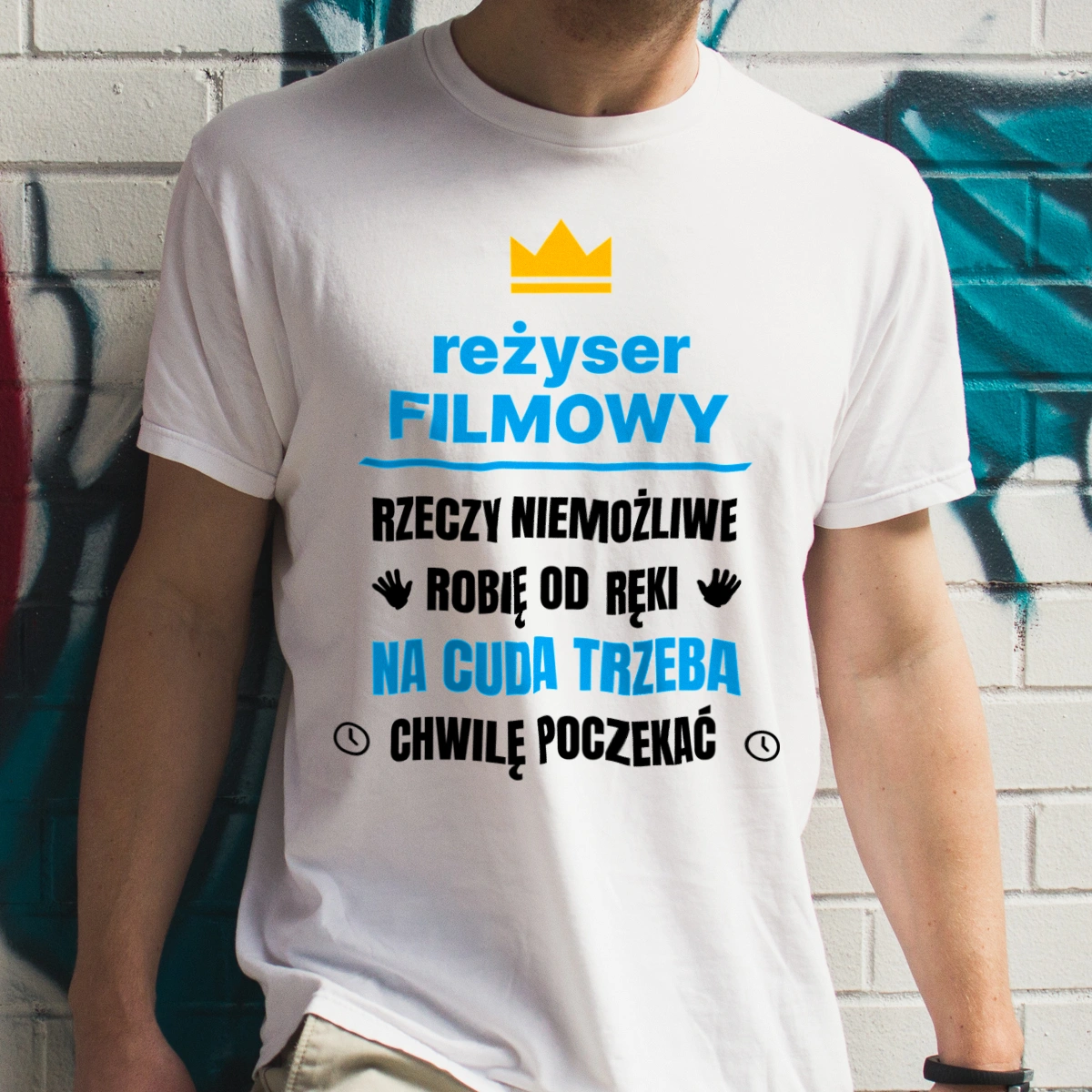 Reżyser Filmowy Rzeczy Niemożliwe Robię Od Ręki - Męska Koszulka Biała