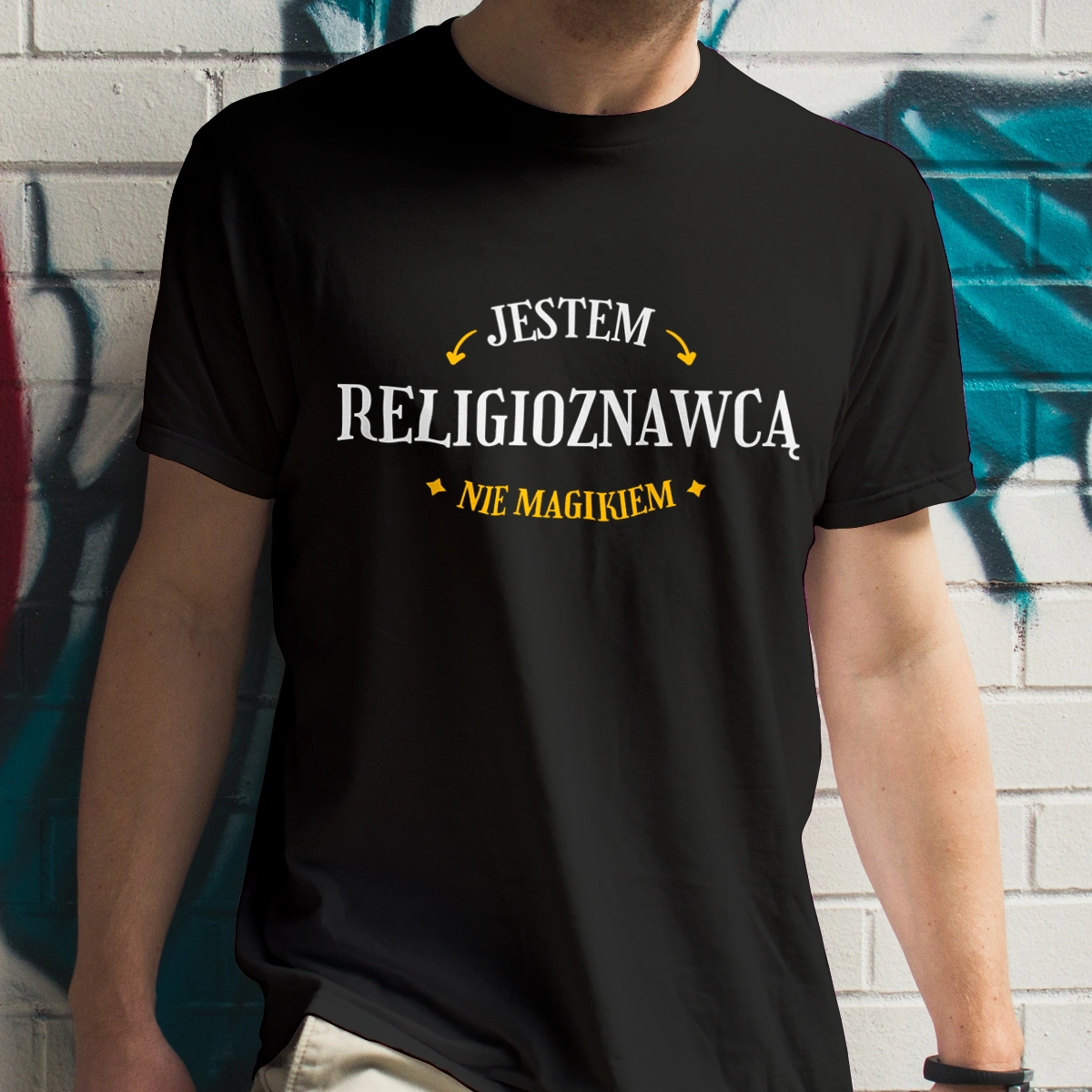 Jestem Religioznawcą Nie Magikiem - Męska Koszulka Czarna