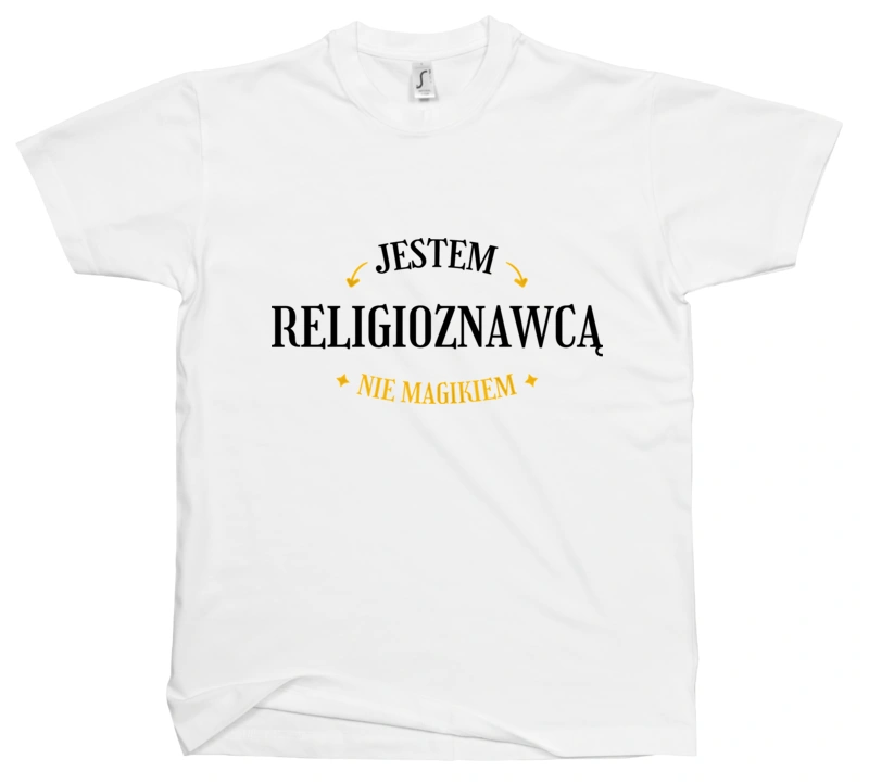 Jestem Religioznawcą Nie Magikiem - Męska Koszulka Biała