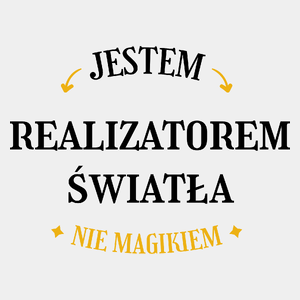 Jestem Realizatorem Światła Nie Magikiem - Męska Koszulka Biała