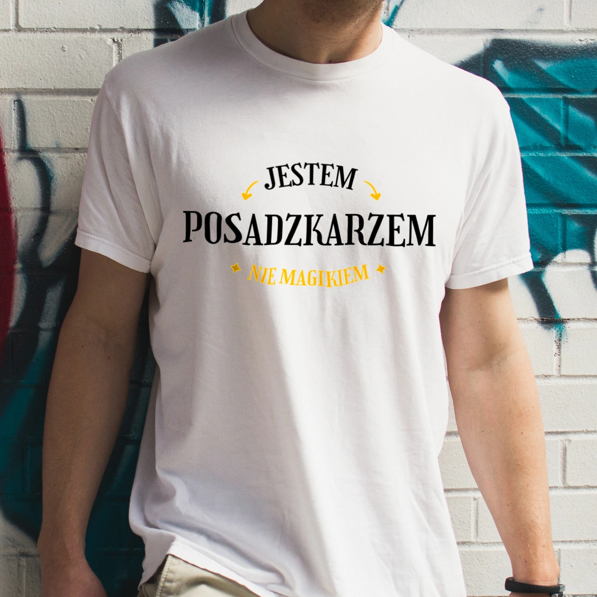 Jestem Posadzkarzem Nie Magikiem - Męska Koszulka Biała