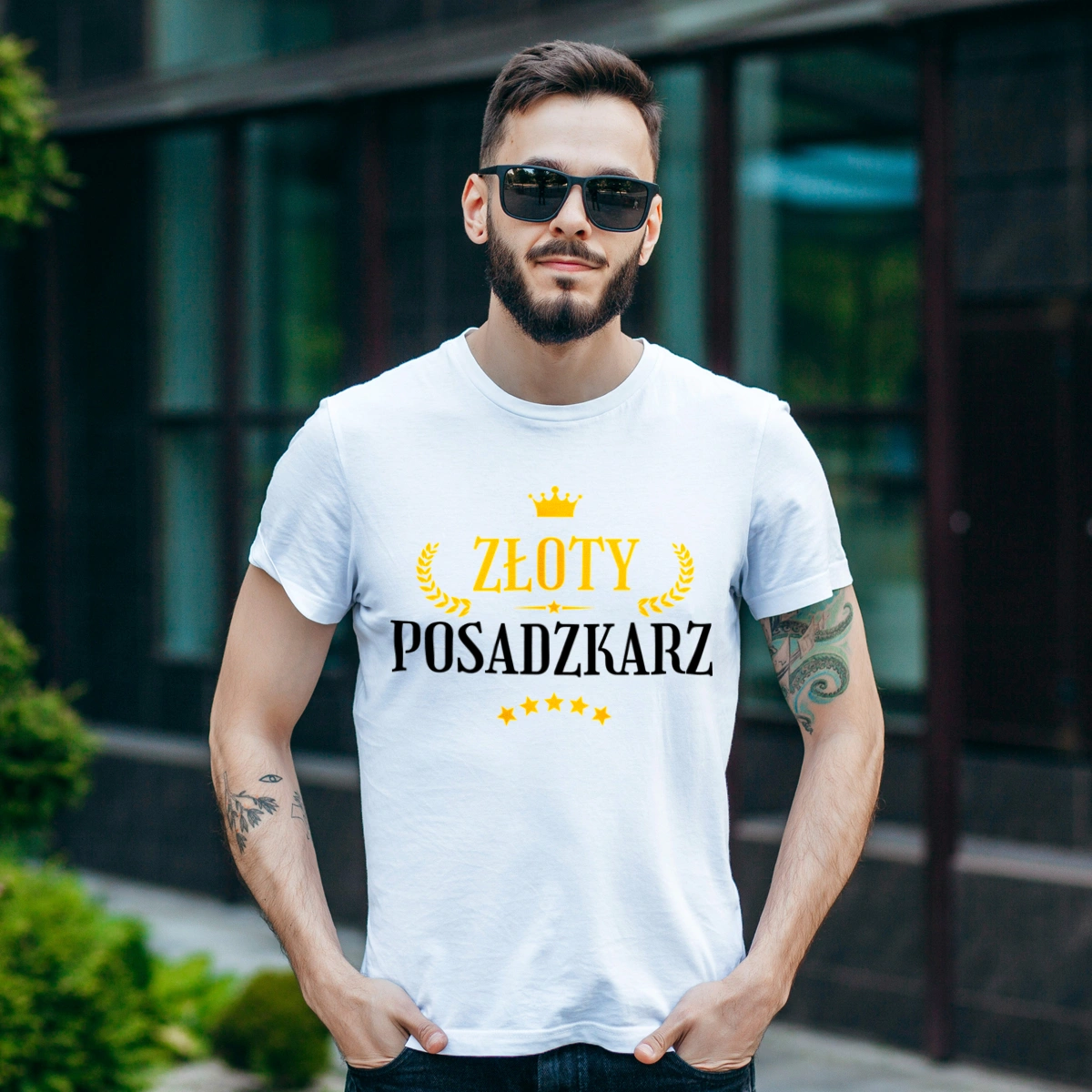 Złoty Posadzkarz - Męska Koszulka Biała