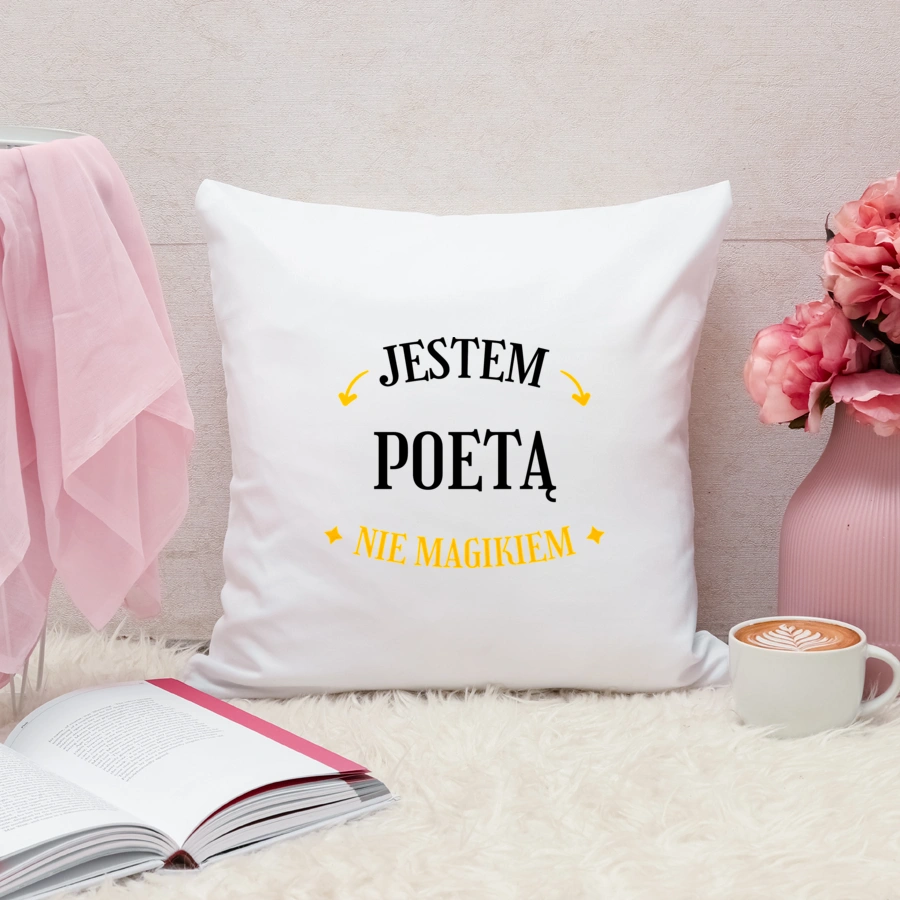 Jestem Poetą Nie Magikiem - Poduszka Biała