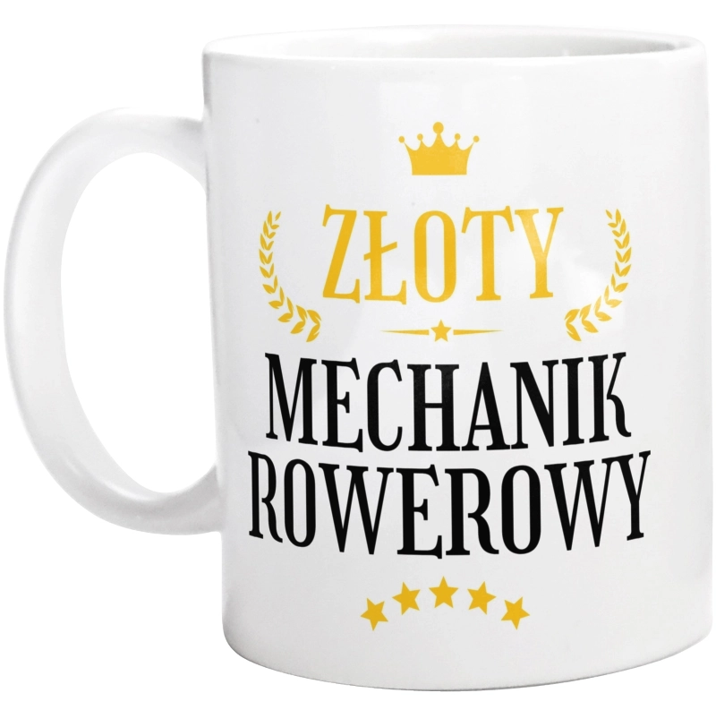 Złoty Mechanik Rowerowy - Kubek Biały