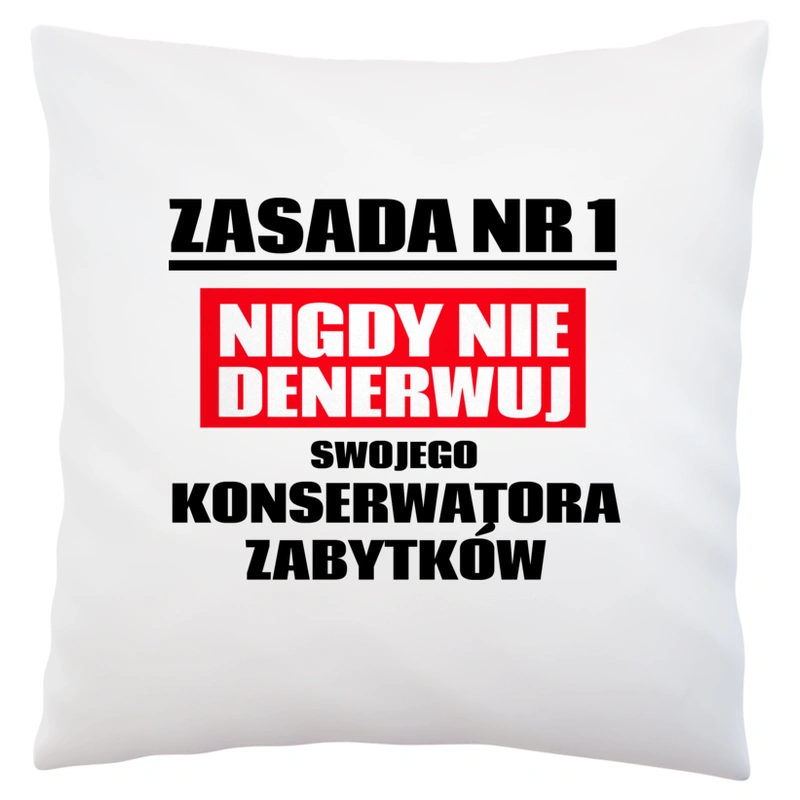 Zasada Nr 1 - Nigdy Nie Denerwuj Swojego Konserwatora Zabytków - Poduszka Biała