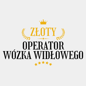 Złoty operator wózka widłowego - Męska Koszulka Biała