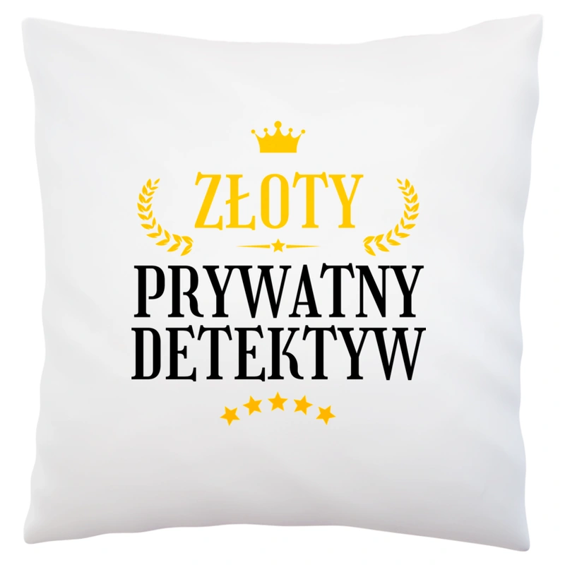 Złoty Prywatny Detektyw - Poduszka Biała