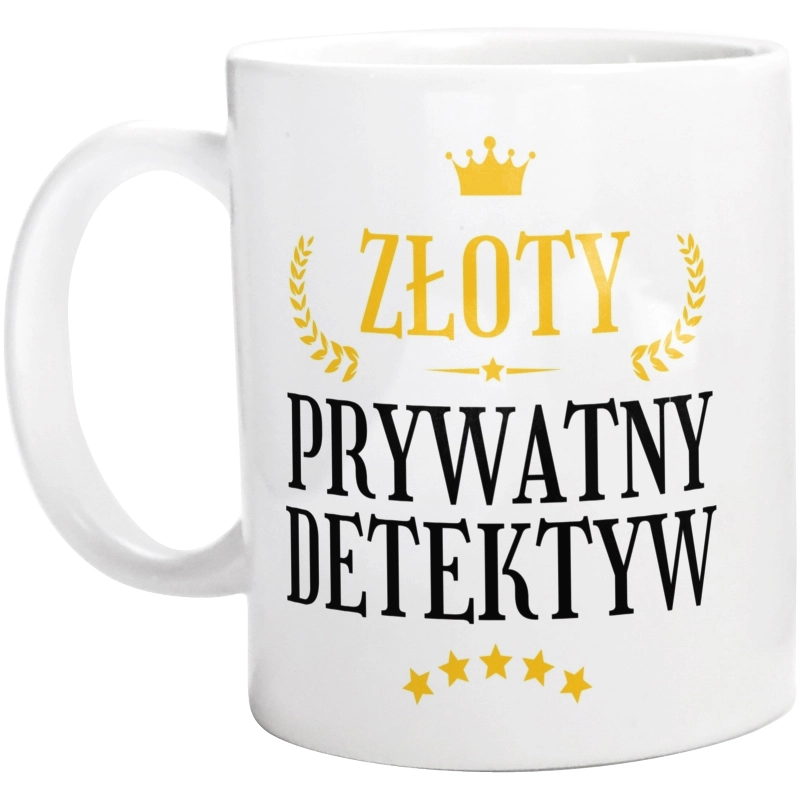 Złoty Prywatny Detektyw - Kubek Biały