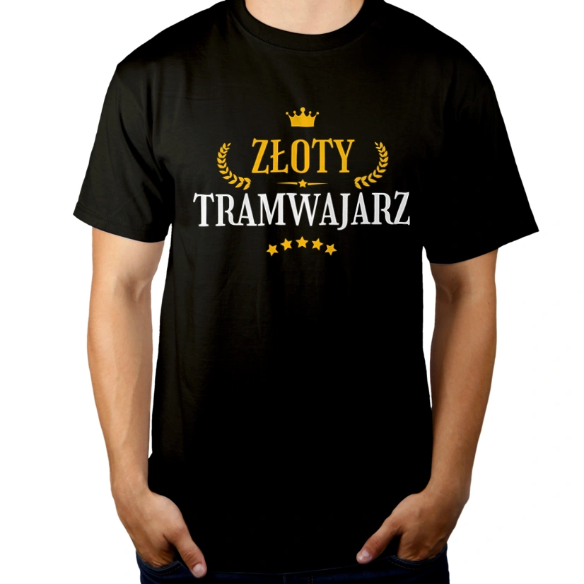 Złoty Tramwajarz - Męska Koszulka Czarna