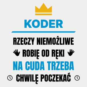 Koder Rzeczy Niemożliwe Robię Od Ręki - Męska Koszulka Biała