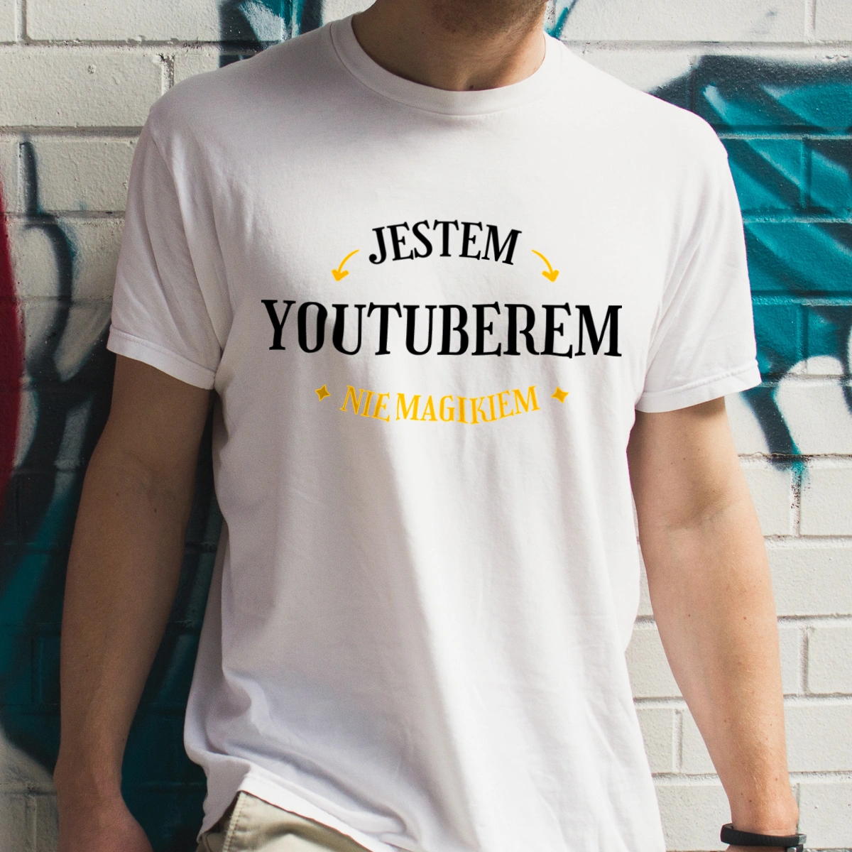 Jestem Youtuberem Nie Magikiem - Męska Koszulka Biała