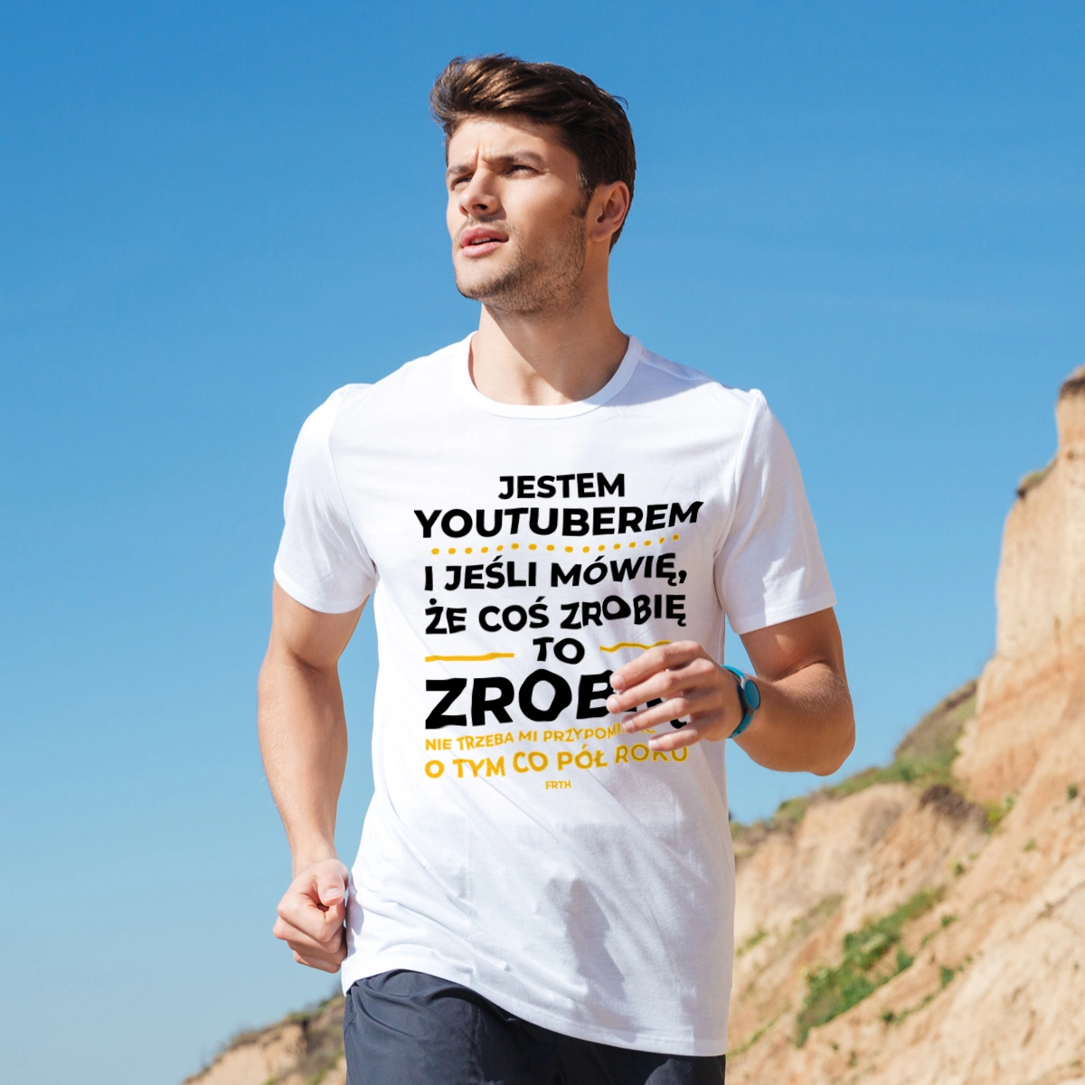 Jeśli Youtuber Mówi Że Zrobi, To Zrobi - Męska Koszulka Biała