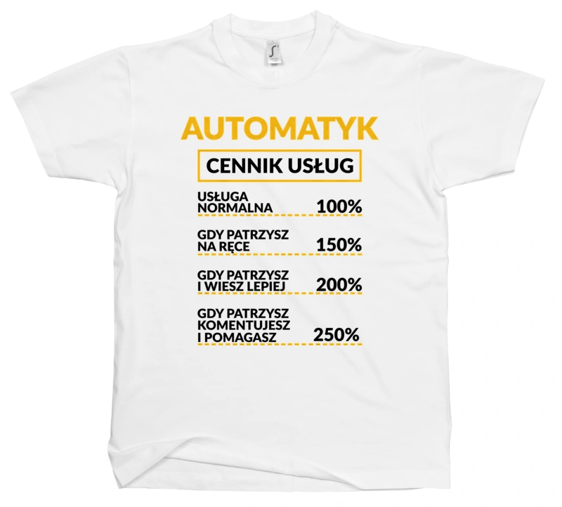 Automatyk - Cennik Usług - Męska Koszulka Biała